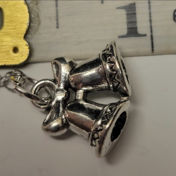 Silver Chain and Silver Christmas Bell Charm Necklace - Picture 4 of 10